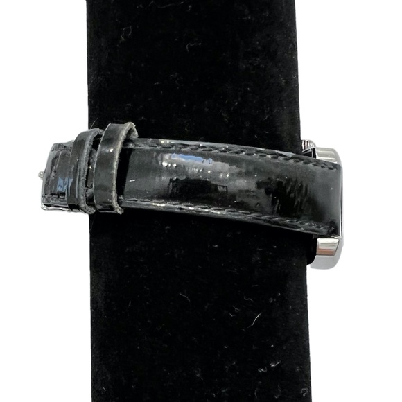 MICHELE MINI URBAN STAINLESS STEEL WATCH WITH BLACK PATENT LEATHER STRAP main image 6
